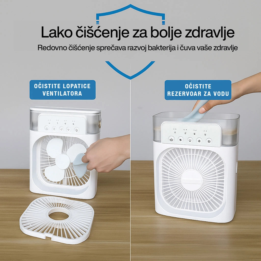 Prenosivi Rashladni Ventilator sa Ovlaživačem i LED Osvetljenjem